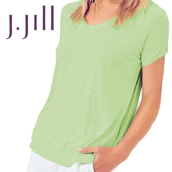 J. Jill Love Linen 100% V-Neck Top Tee Tank Shirt Lime Mint Green XSP-S - Picture 13 of 16